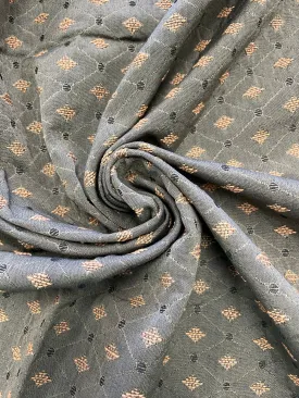 1 3/8 YD Cotton Blend Brocade - Army Green and Tan with Black Dots