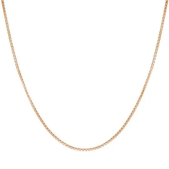 14K Solid Rose Gold Box Necklace Chain .5mm