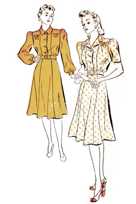 1940s New York 1561 Gold Seal Vintage Pattern Dresses 34" Bust