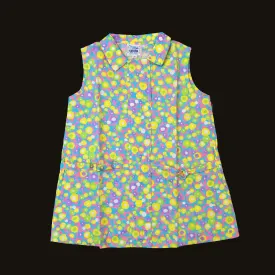1960's Blue/Yellow/pink Floral Mod Dress / 18-24M, 2-3Y, 3-4Y