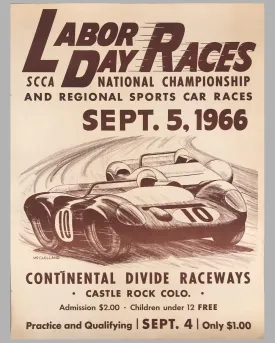 1966 SCCA Continental Divide Raceways Labor Day Races original event poster