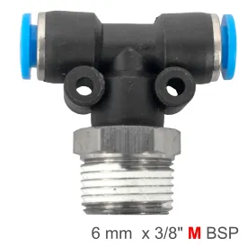 Aircraft Pu Hose Fitting Tee 6Mm-3/8 M