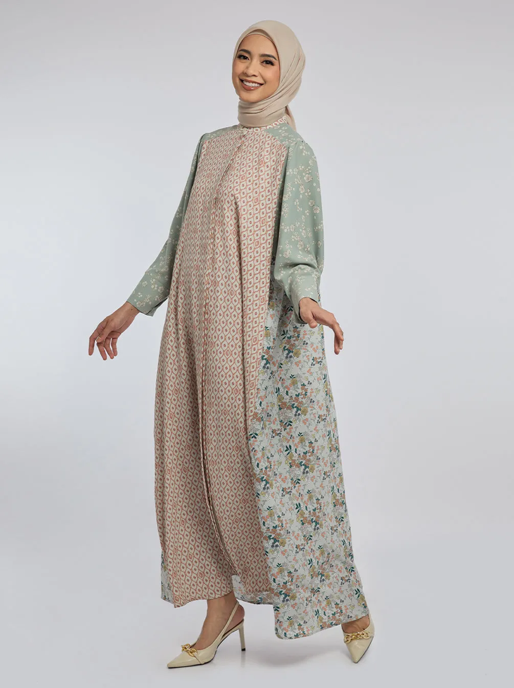 ALIYAH DRESS SAGE CORAL