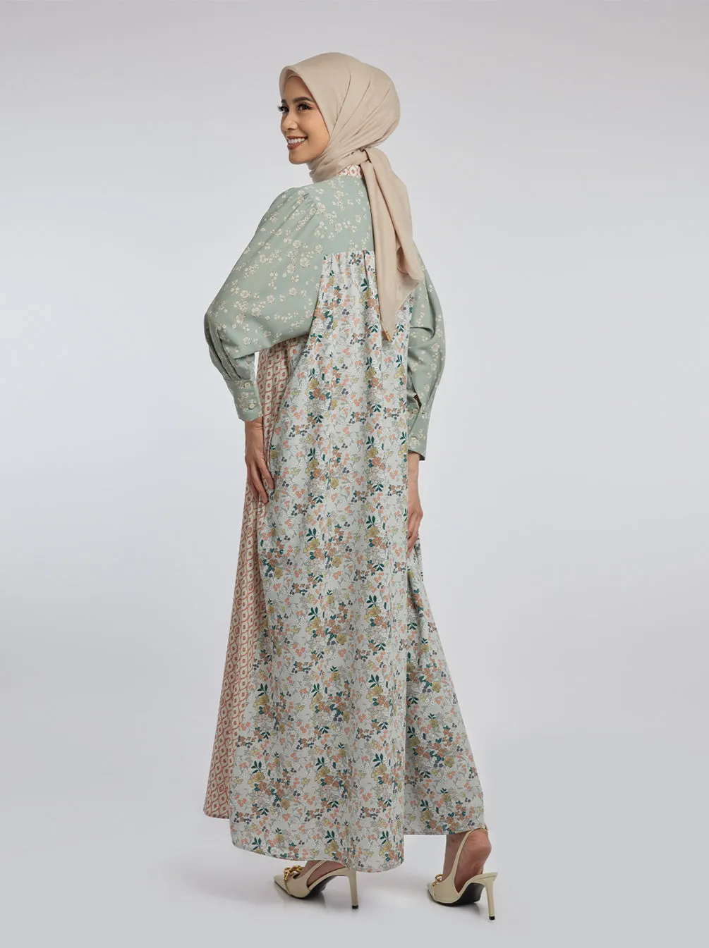 ALIYAH DRESS SAGE CORAL