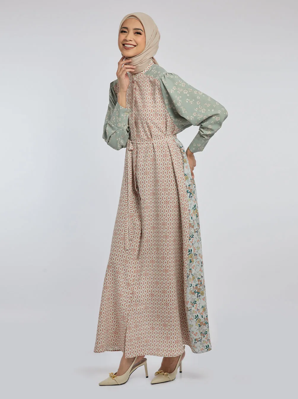 ALIYAH DRESS SAGE CORAL