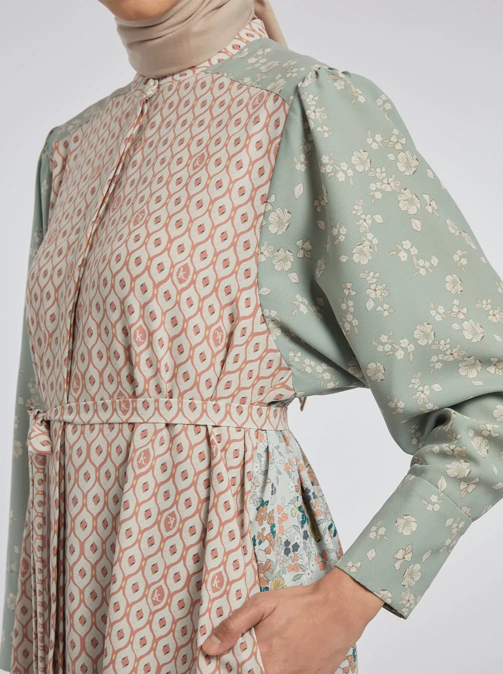 ALIYAH DRESS SAGE CORAL