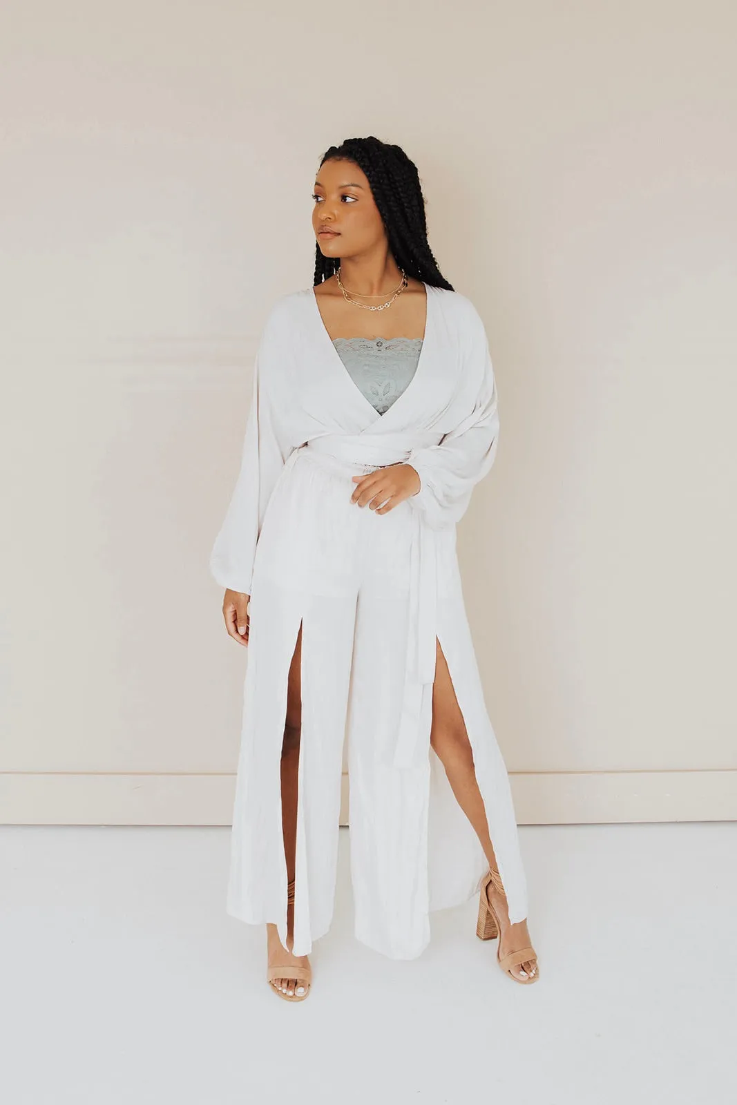Ariana Silky Front Slit Pants - FINAL SALE