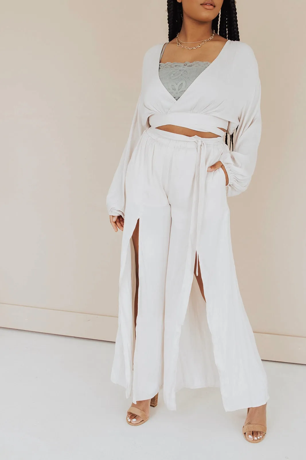 Ariana Silky Front Slit Pants - FINAL SALE