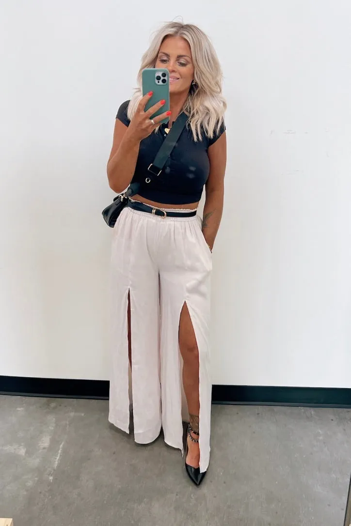 Ariana Silky Front Slit Pants - FINAL SALE