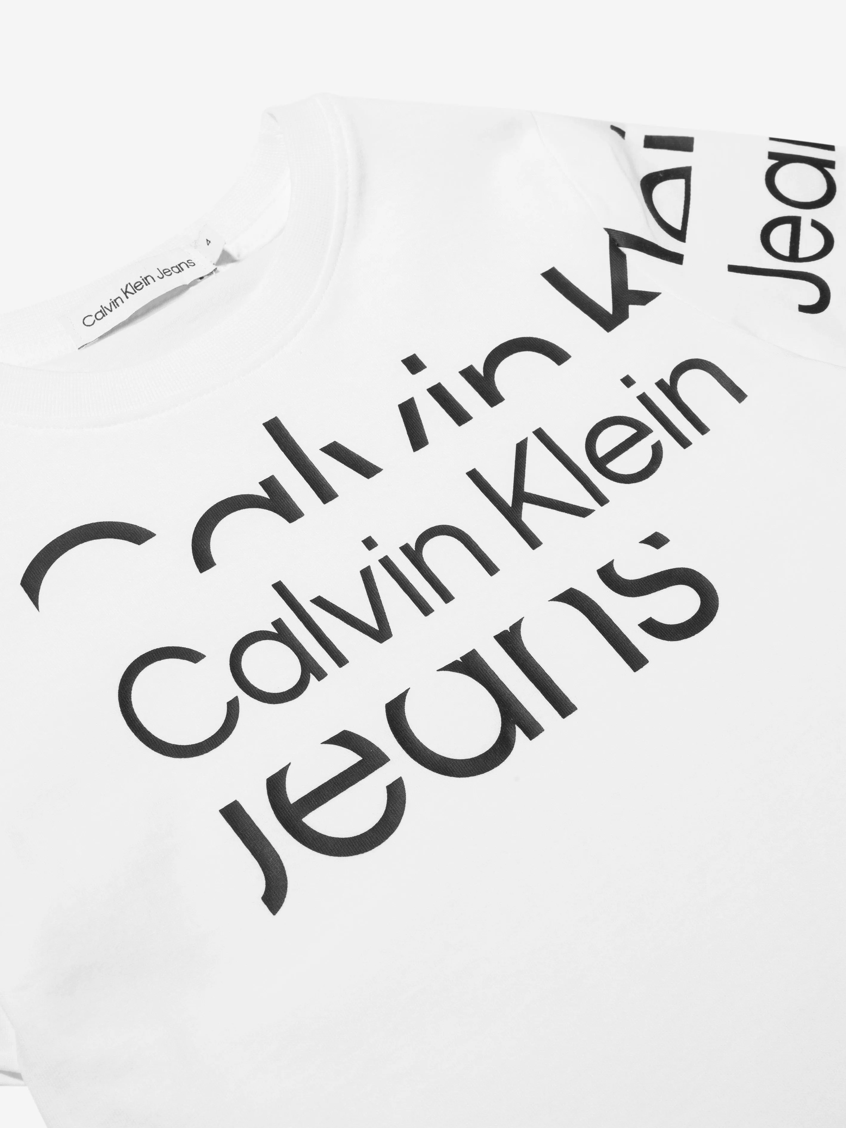 Calvin Klein Boys Blown Up Logo T-Shirt in White