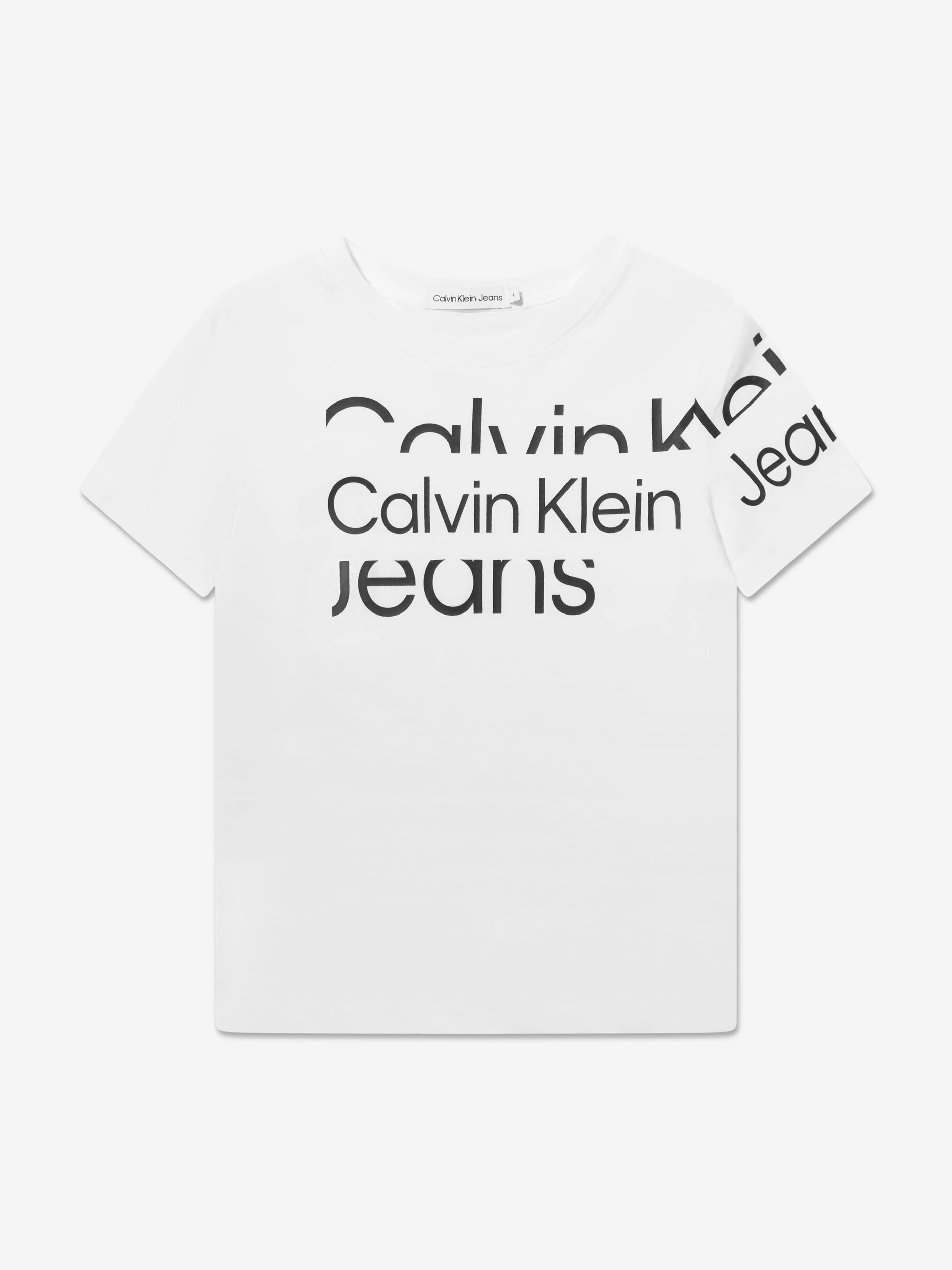 Calvin Klein Boys Blown Up Logo T-Shirt in White
