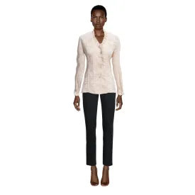 CAREFREE FASHIONS Lace Cream Floral Top | Size M/L