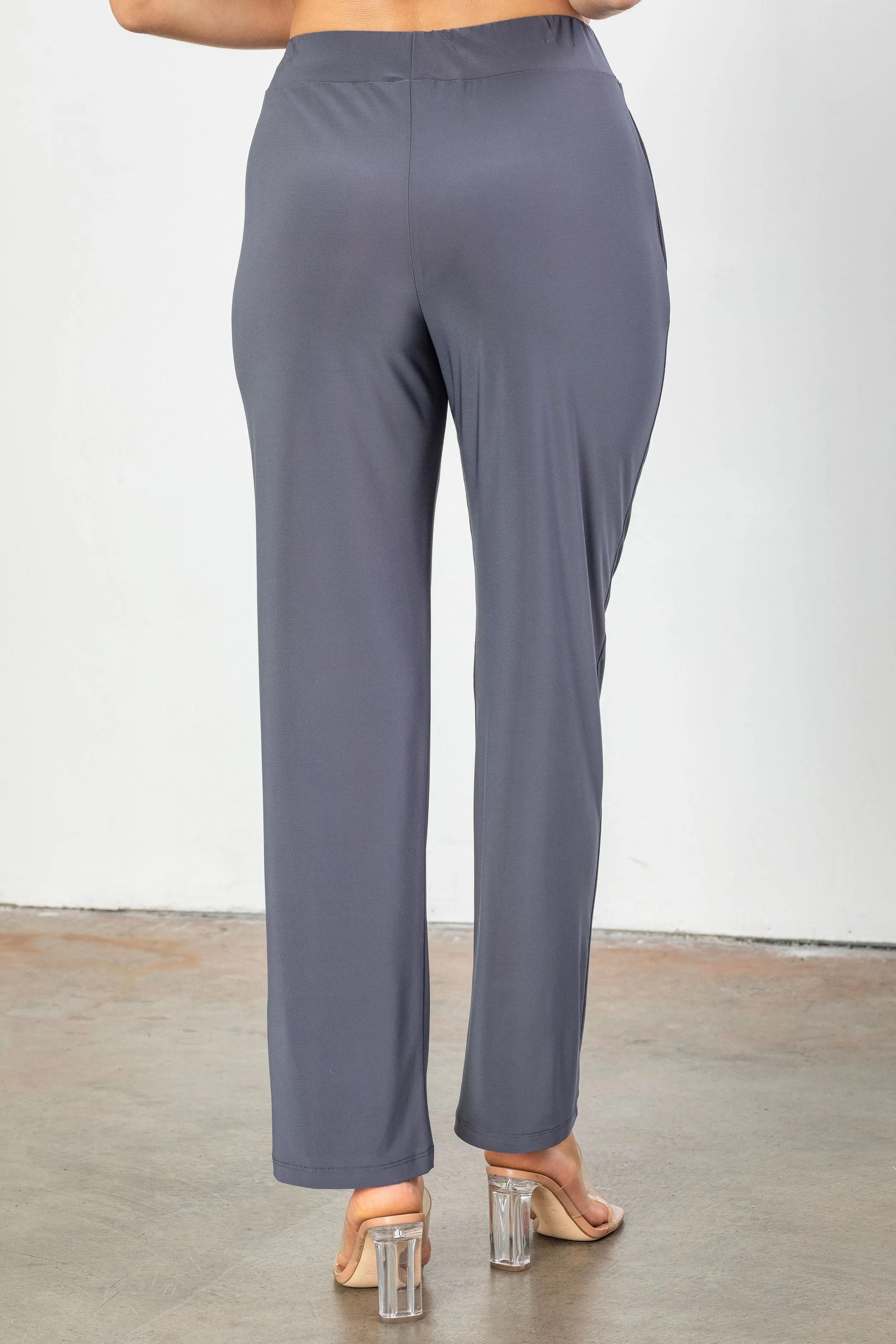 Charcoal Side Pocket Basic Leg Pants
