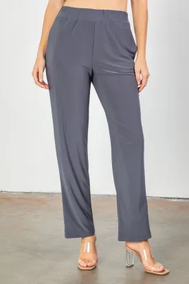 Charcoal Side Pocket Basic Leg Pants