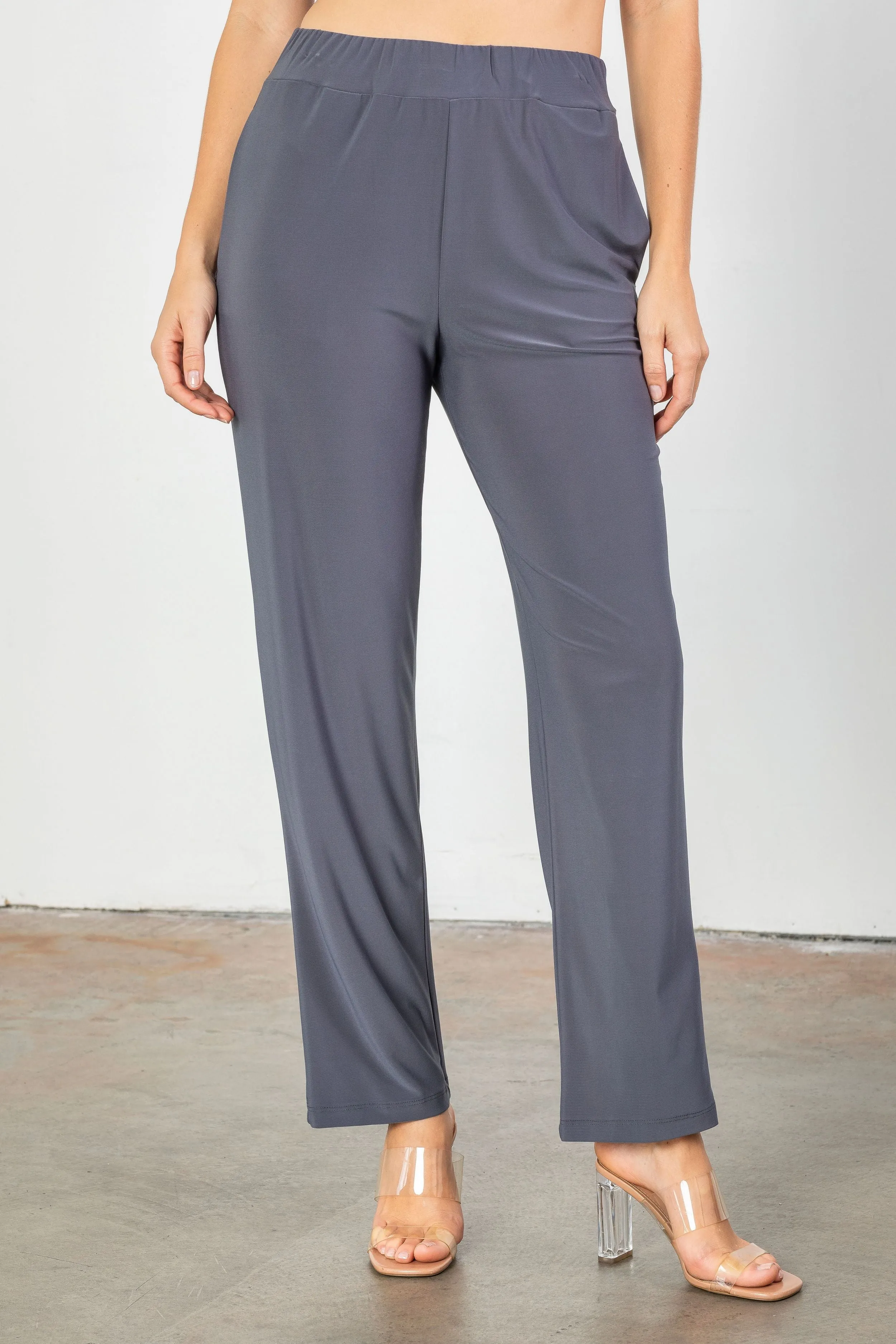 Charcoal Side Pocket Basic Leg Pants