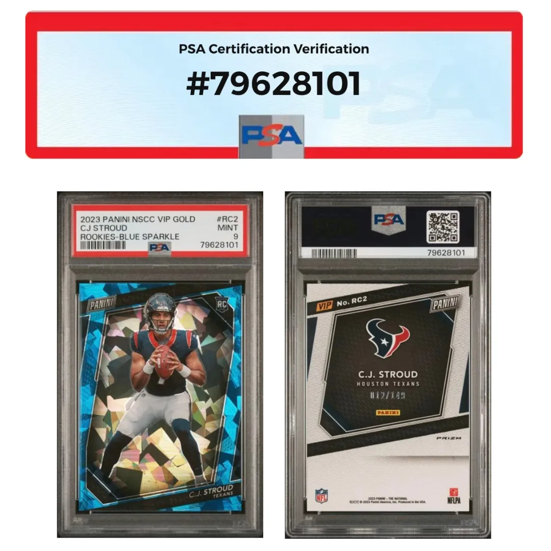 CJ Stroud PSA 9 2023 Panini NSCC VIP Blue Sparkle Prizm #012/149 RC