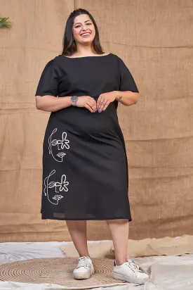 Elegant casual resort wear black dress