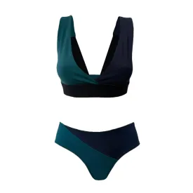 (Emerald and Navy} Organic Half and Half Bra and Brief Set (10% off)