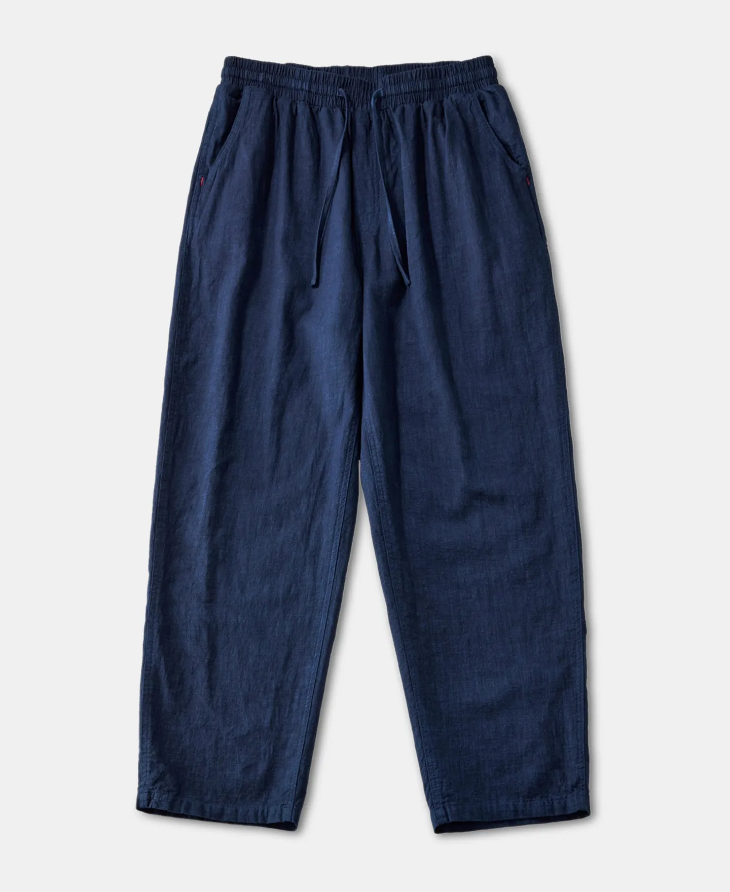 Indigo-Dye Loose Cotton and Linen-Blend Pants