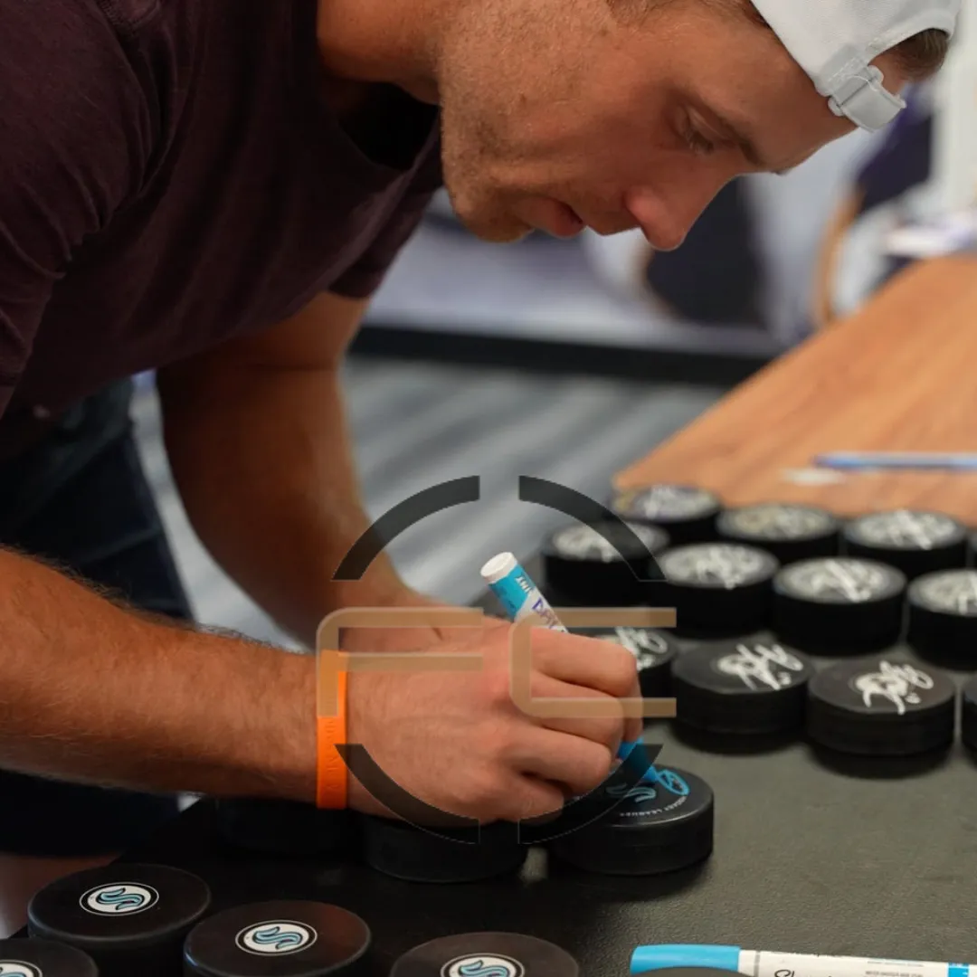 Jaden Schwartz Seattle Kraken Autographed Logo Puck - JSA COA