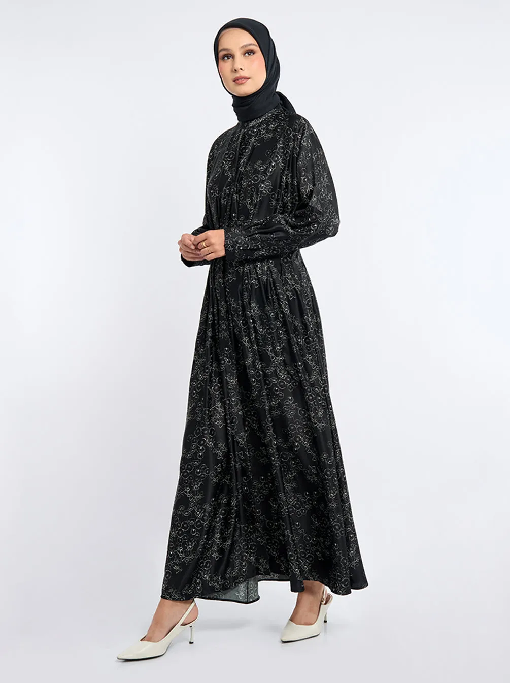 LIANA PLEATED DRESS BLACK