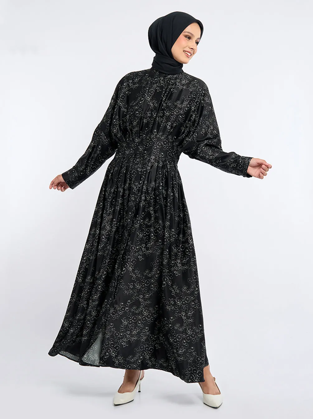 LIANA PLEATED DRESS BLACK