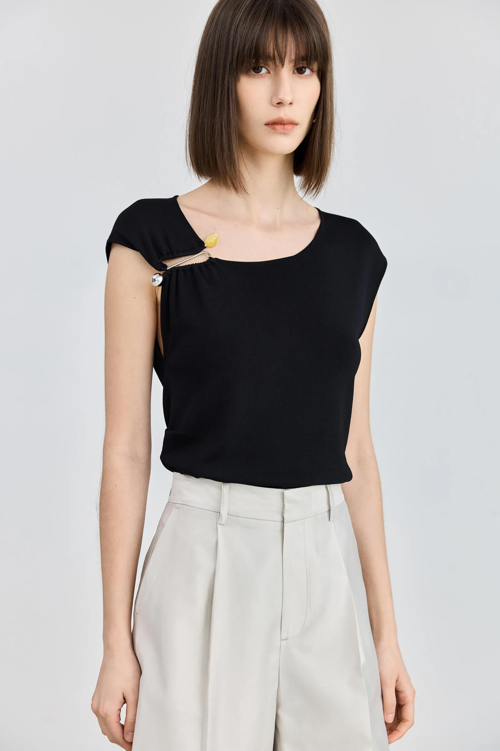 LILY Asymmetrical Hollow Knitted Sweater