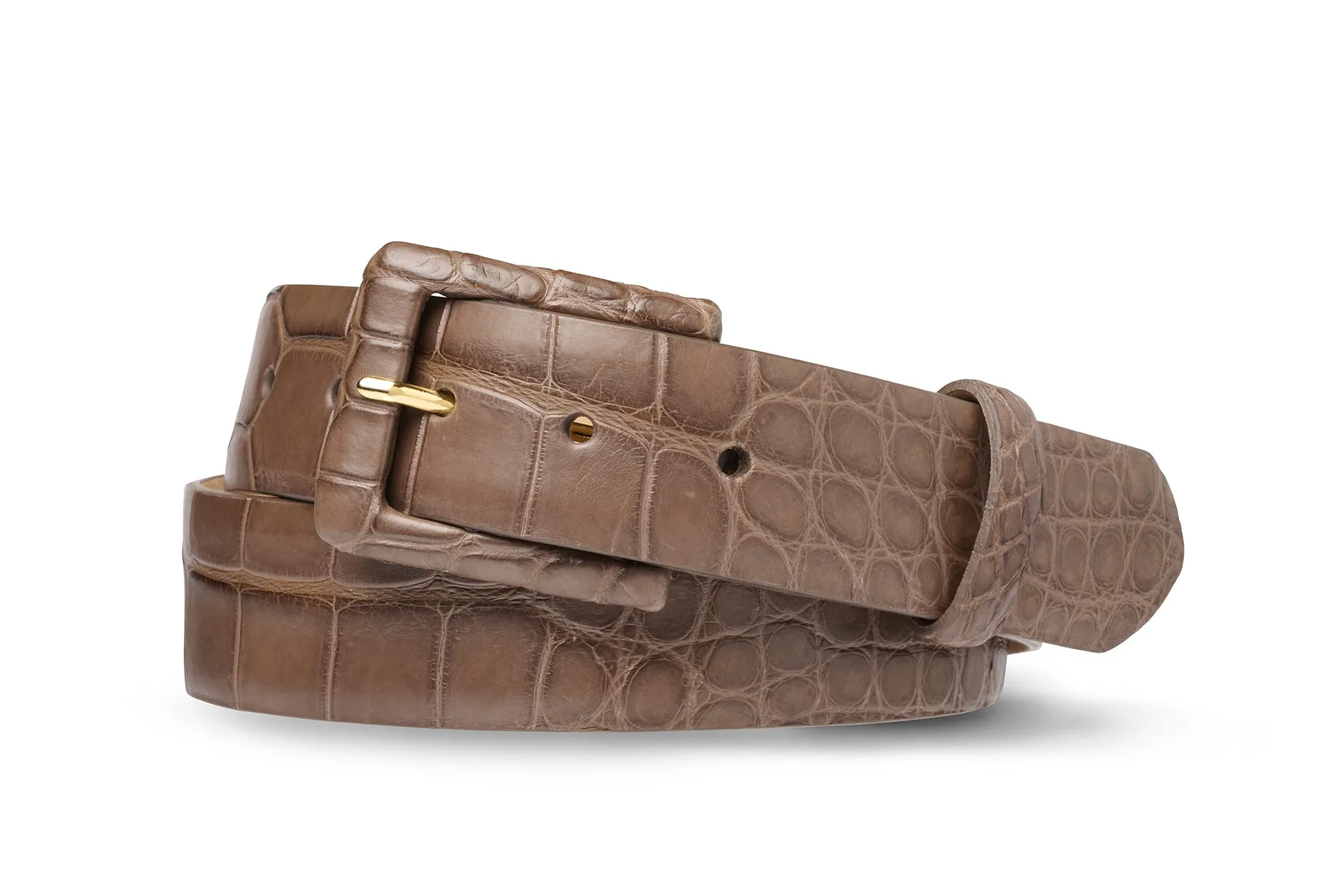 Matte Alligator Belt with Covered Buckle