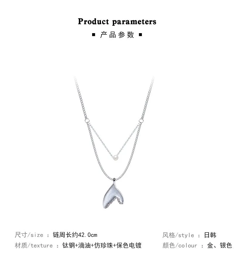Necklace Double Layer Pearl Fishtail HXNX1080