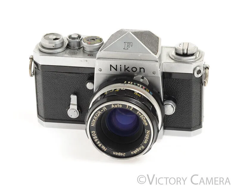Nikon F Early 1960/61 64xxx w/ 50mm f2 Lens, Eye Level Finder -Good Seals-