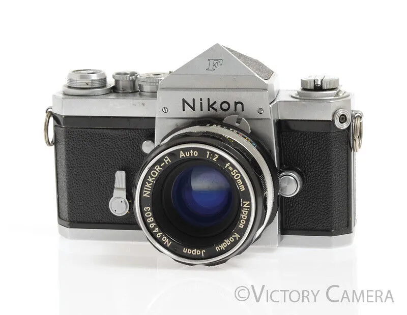 Nikon F Early 1960/61 64xxx w/ 50mm f2 Lens, Eye Level Finder -Good Seals-