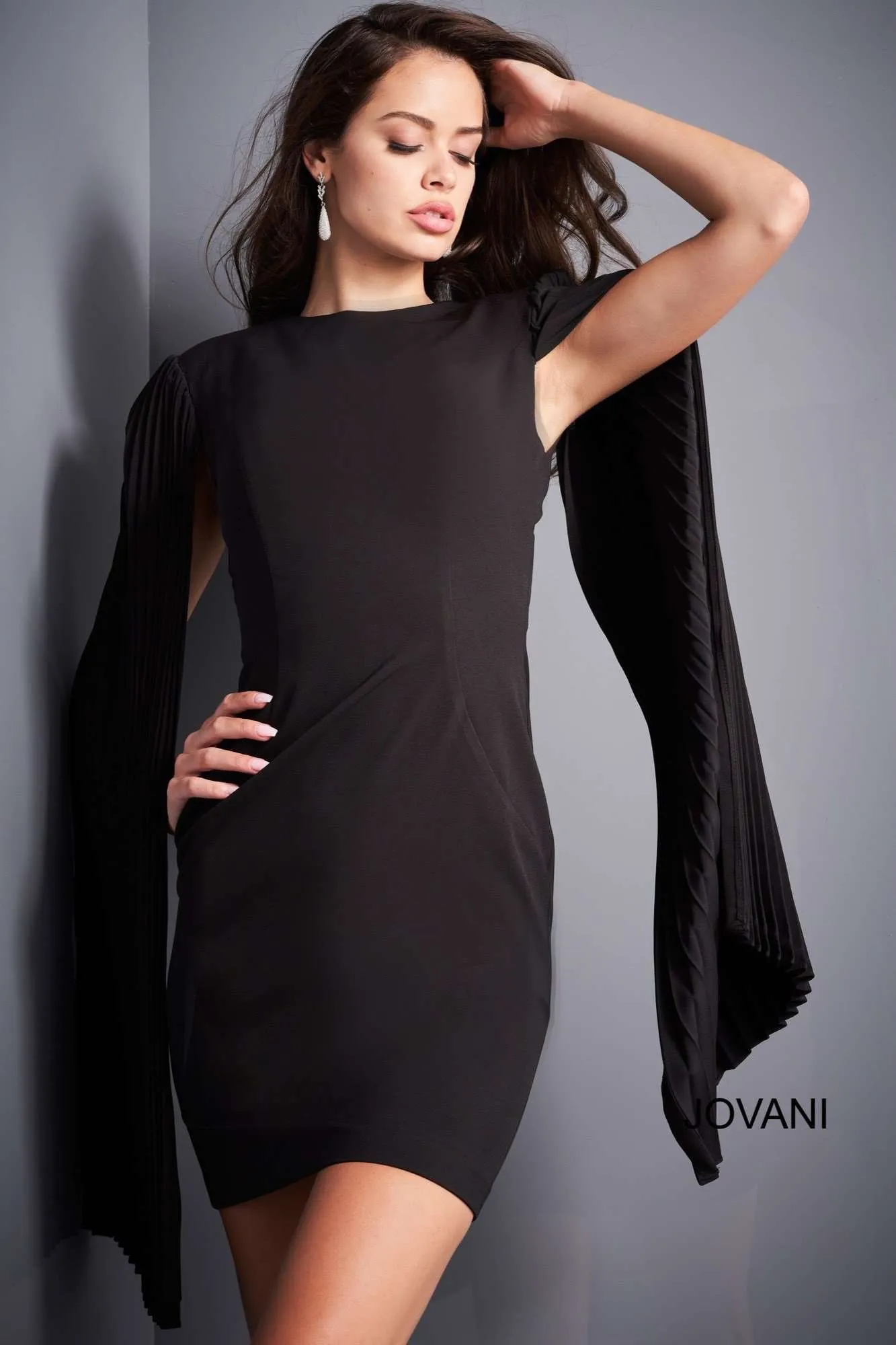 Open Back Knee Length Cocktail Dress Jovani 00755