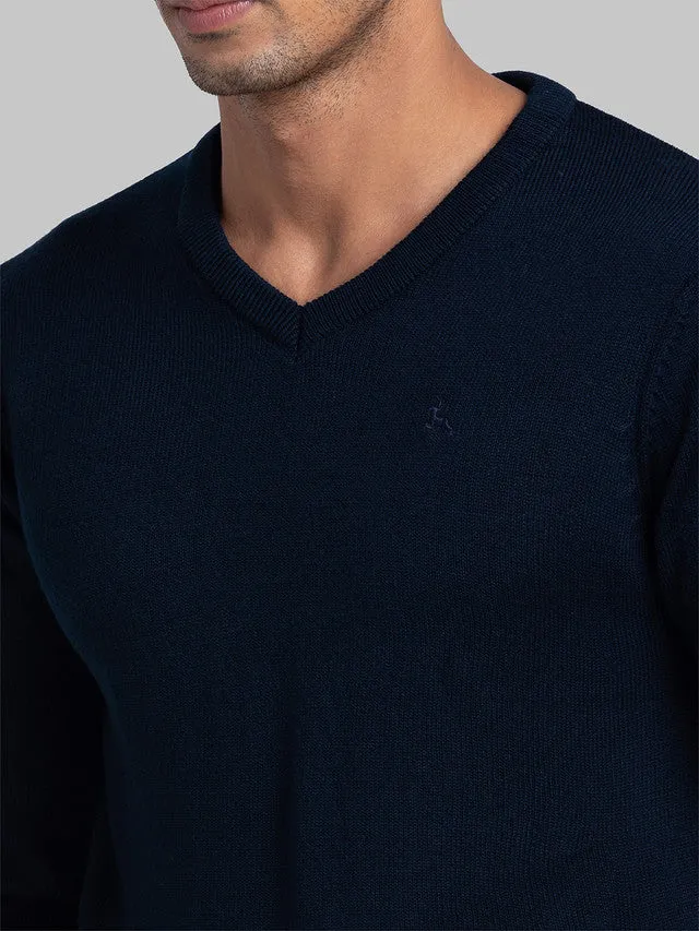 Parx Men Blue Solid Acrylic Sweaters