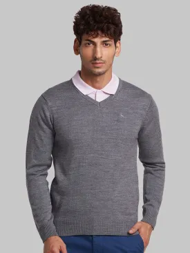 Parx Men Grey Solid Acrylic Sweaters
