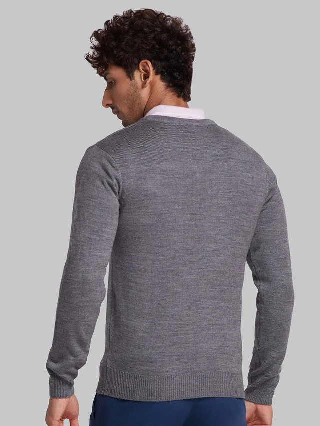Parx Men Grey Solid Acrylic Sweaters