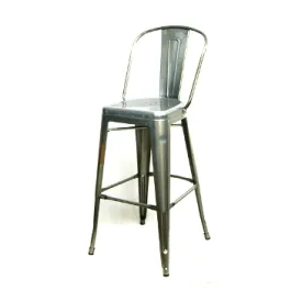 Pewter High Back Tolix Bar Stool