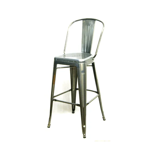 Pewter High Back Tolix Bar Stool