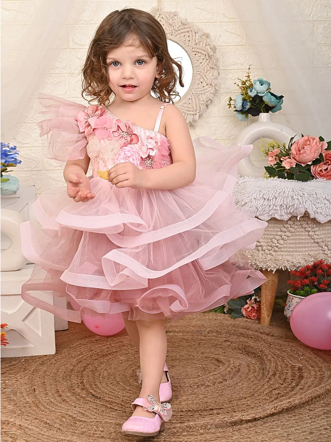 Pre Order: One Shoulder Pink Bonning Dress
