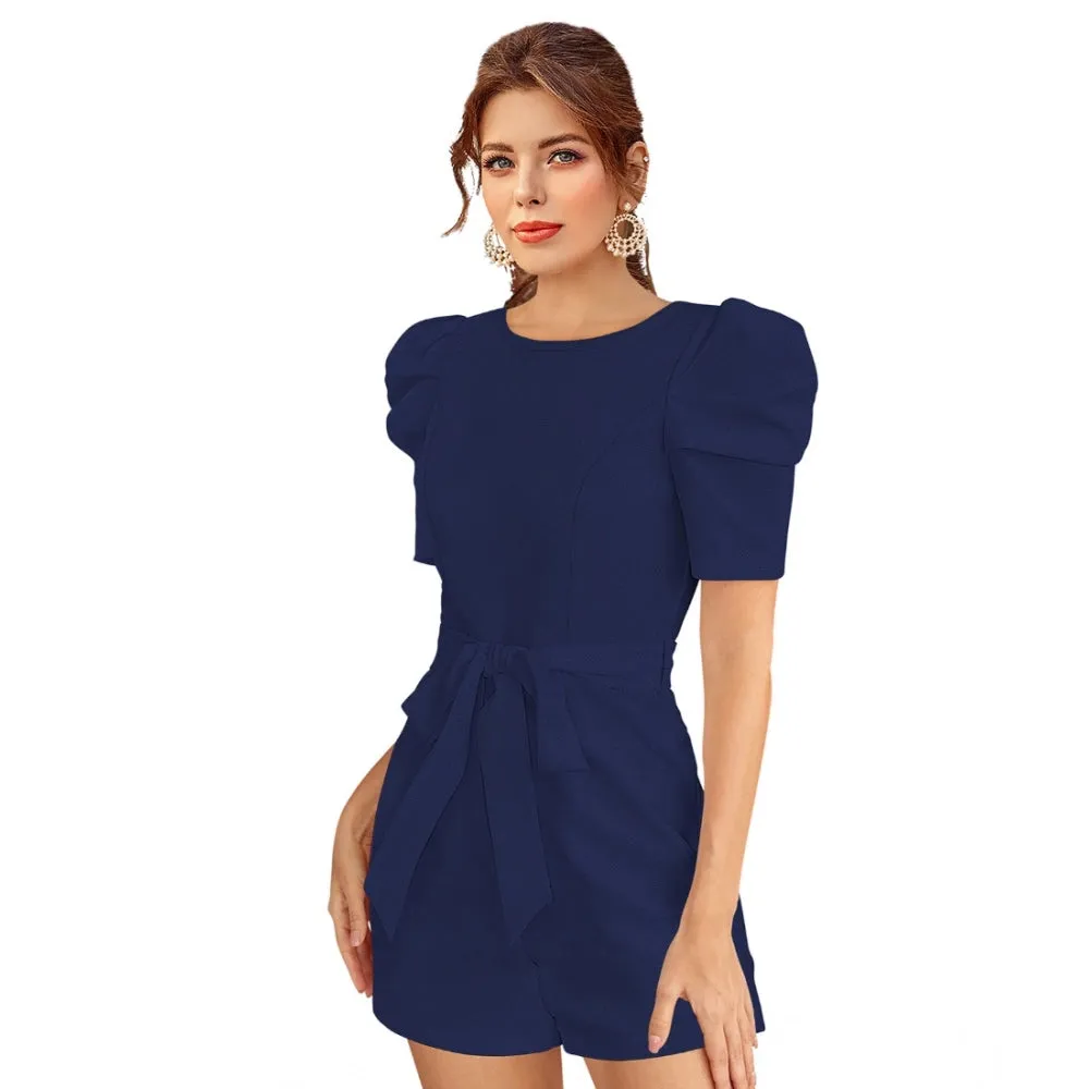 Retro Women's Knitting strachable Solid Round Neck Dress