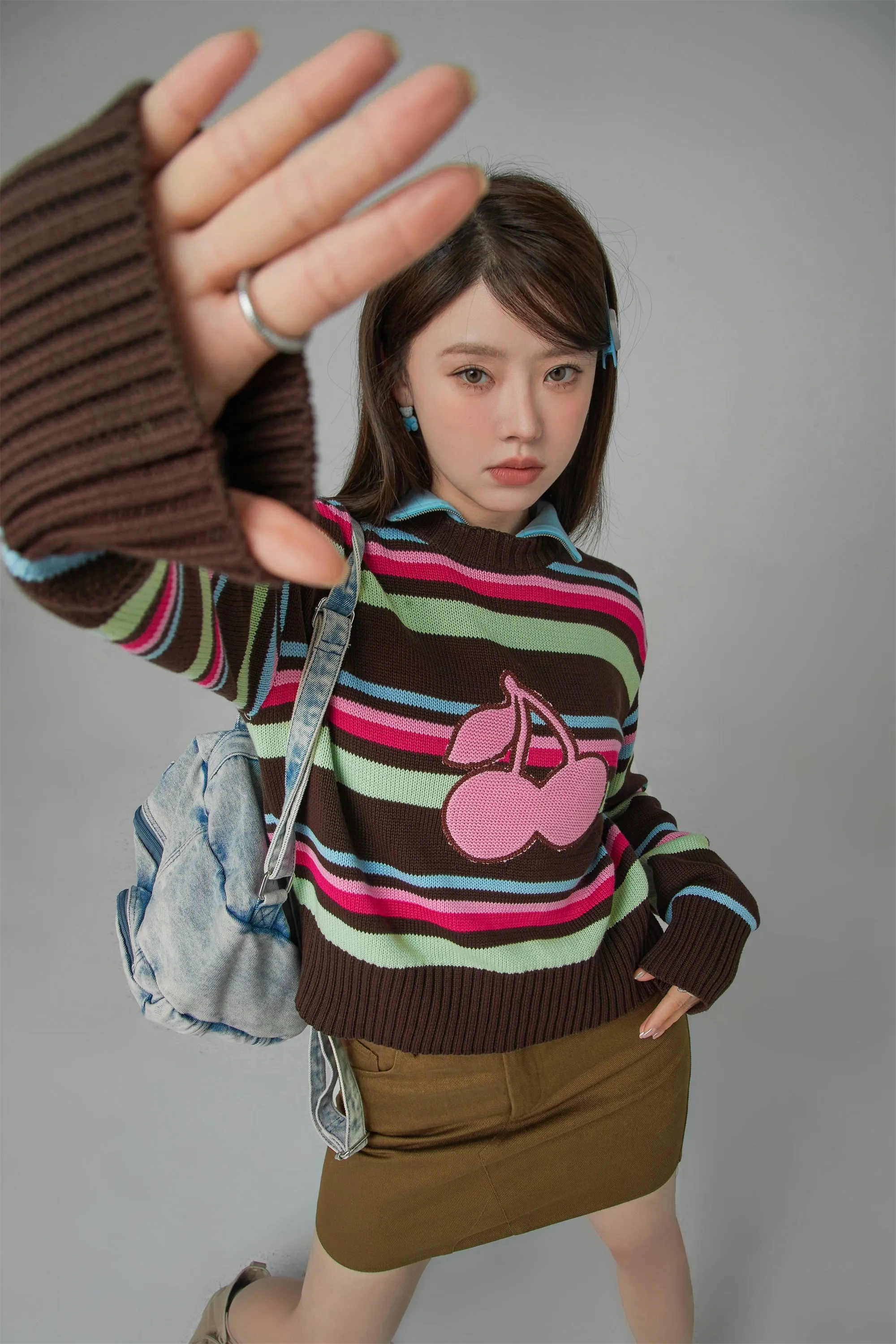 Stayed Up All Night Cherry Stripe Knit Sweater