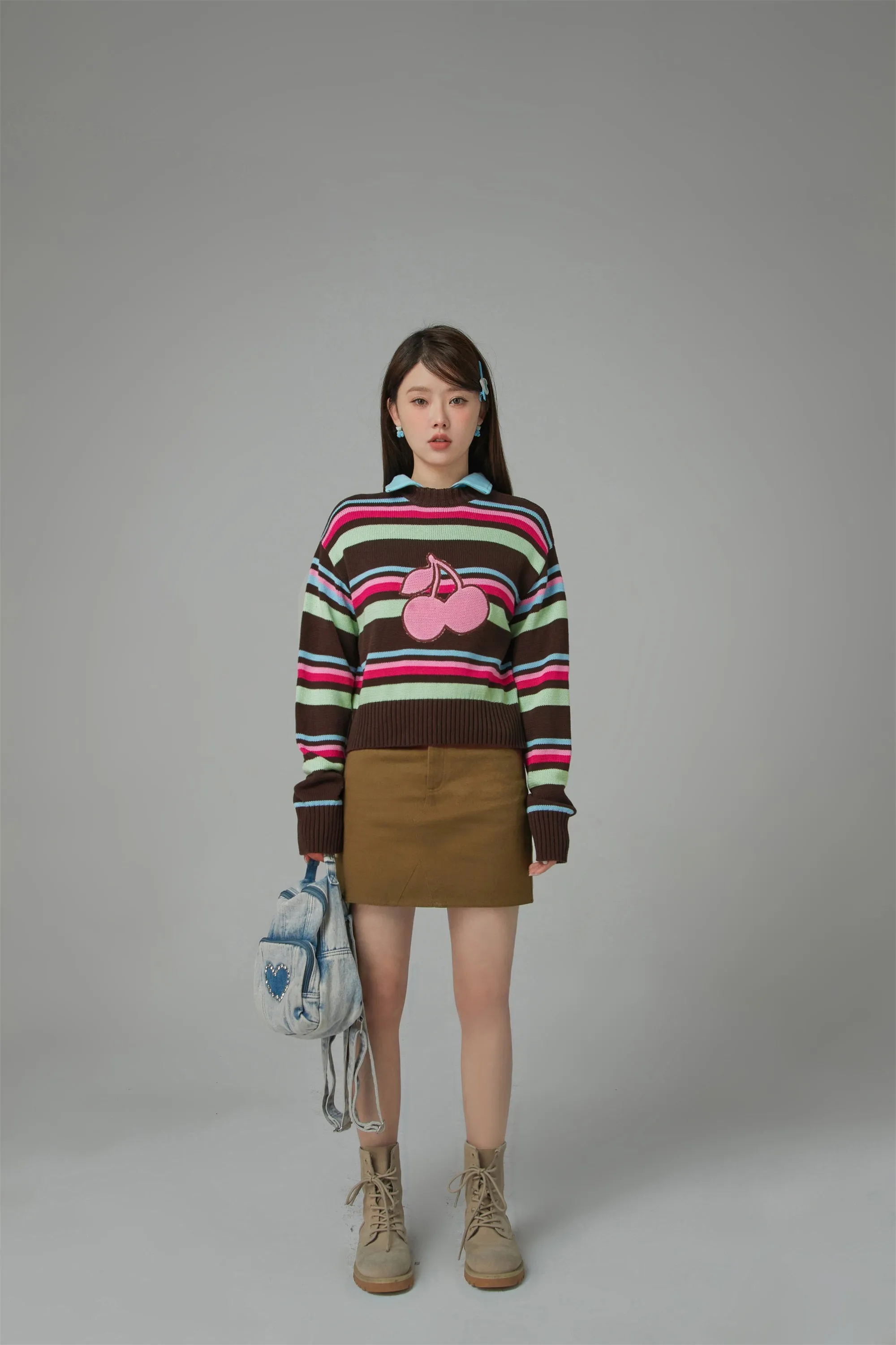 Stayed Up All Night Cherry Stripe Knit Sweater