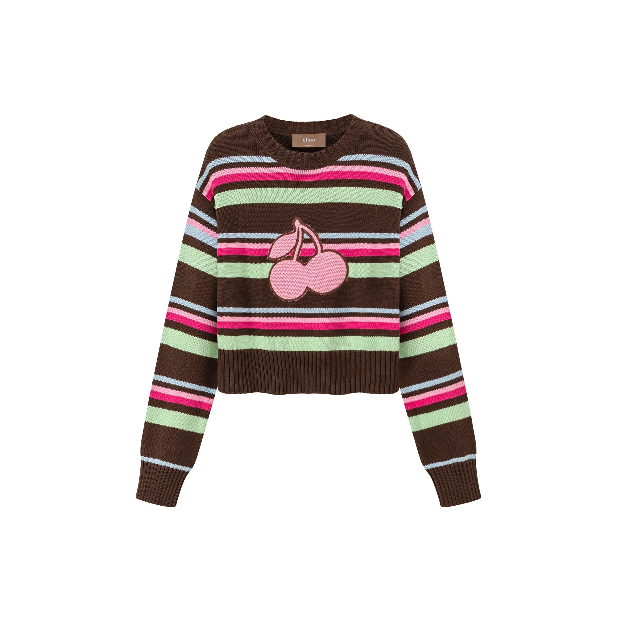 Stayed Up All Night Cherry Stripe Knit Sweater