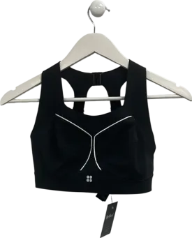 Sweaty Betty Black Contrast Piping Sports Bra UK 32C