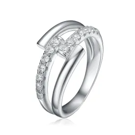 Sylvie Criss Cross Sparkling Arc Ring