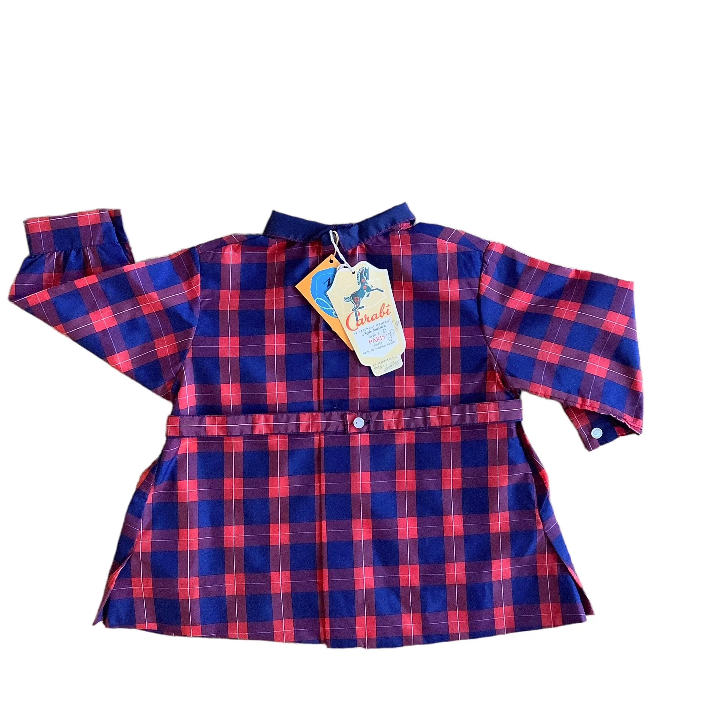 Vintage 60's "Royal Guards" Check Nylon  Blouse / Dress / 9-12M