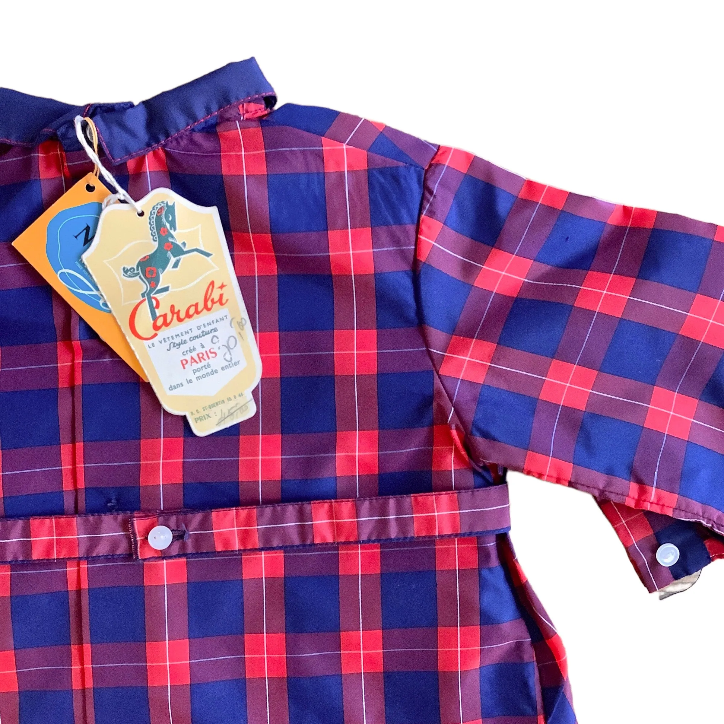 Vintage 60's "Royal Guards" Check Nylon  Blouse / Dress / 9-12M