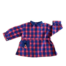 Vintage 60's "Royal Guards" Check Nylon  Blouse / Dress / 9-12M