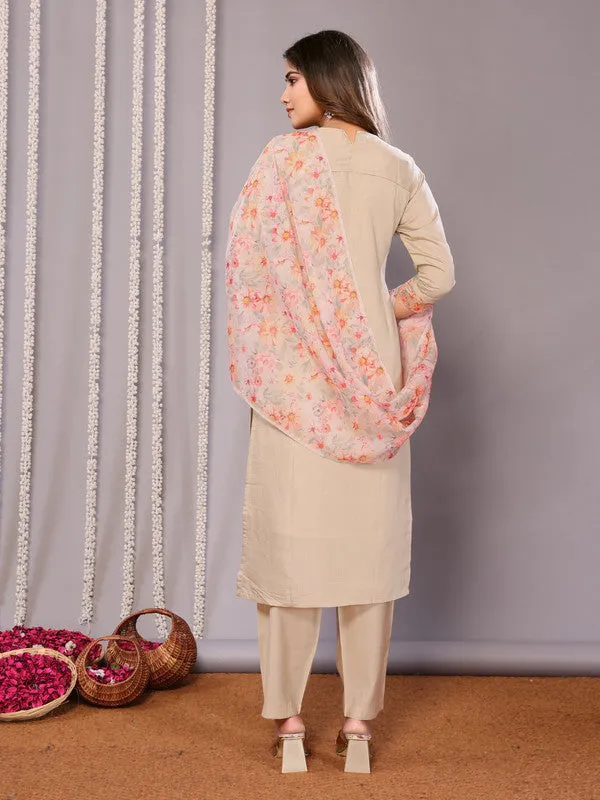 Women's Embroidered Straight Kurta Pant With Dupatta