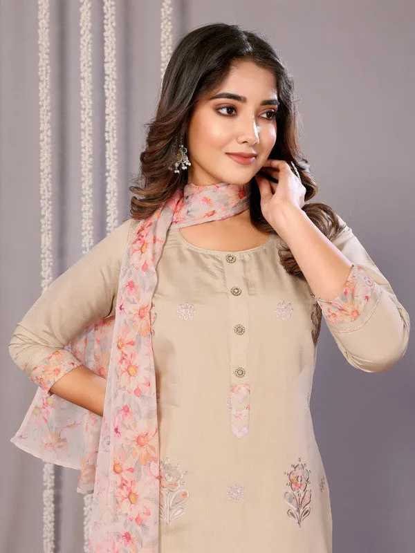 Women's Embroidered Straight Kurta Pant With Dupatta