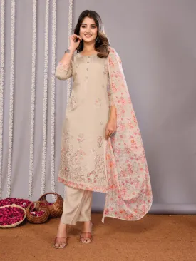 Women's Embroidered Straight Kurta Pant With Dupatta